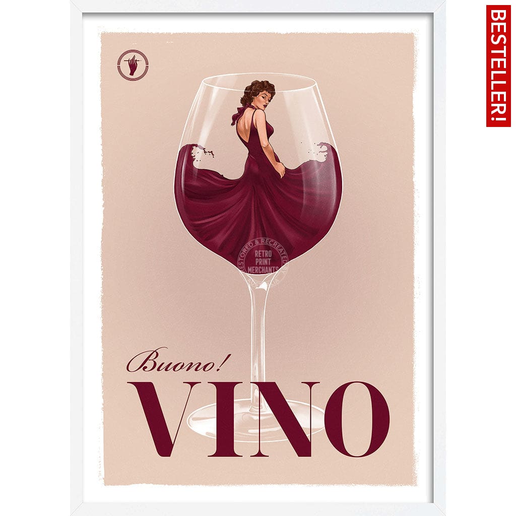 VINO | WORLDWIDE A3 | 297 x 420mm | 11.7 x 16.5 inches / Framed Print: White Timber Print Art