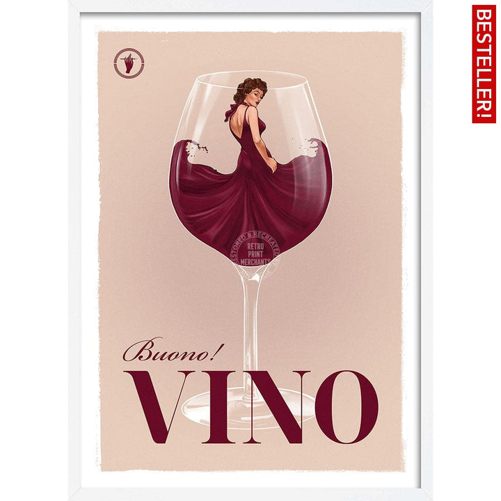 VINO | WORLDWIDE A3 | 297 x 420mm | 11.7 x 16.5 inches / Framed Print: White Timber Print Art