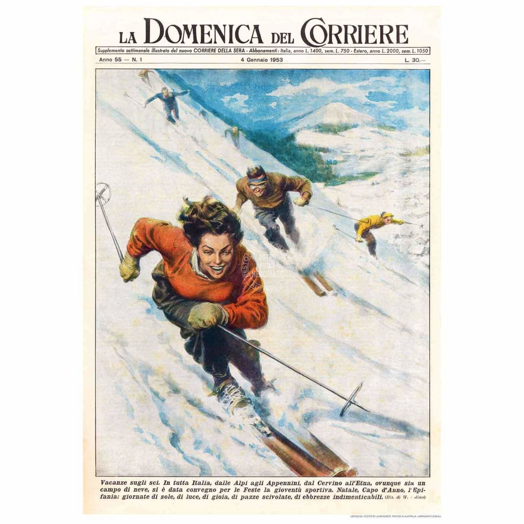 Vintage Snow Ski | Italy Print Art