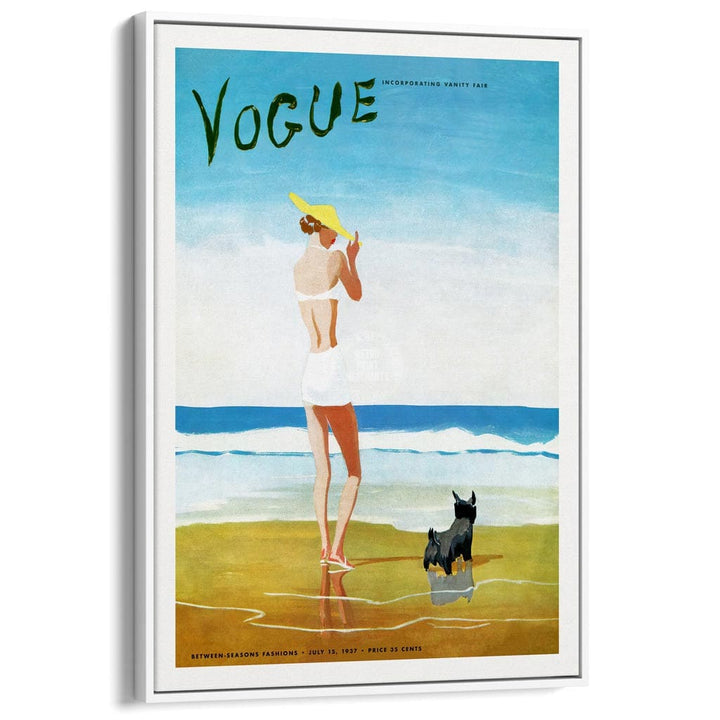 Vogue Beach Walk 1937 | Usa A3 297 X 420Mm 11.7 16.5 Inches / Canvas Floating Frame - White Timber