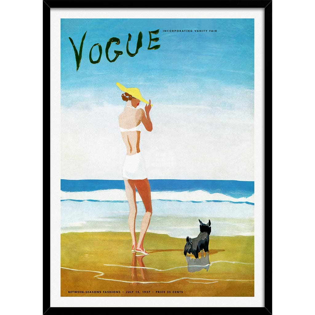 Vogue Beach Walk 1937 | Usa A3 297 X 420Mm 11.7 16.5 Inches / Framed Print - Black Timber Art