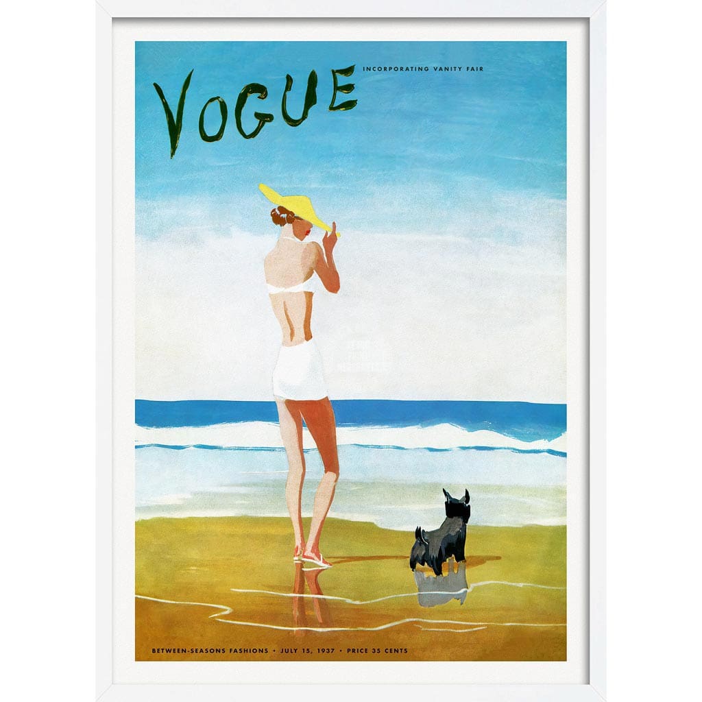 Vogue Beach Walk 1937 | Usa A3 297 X 420Mm 11.7 16.5 Inches / Framed Print - White Timber Art