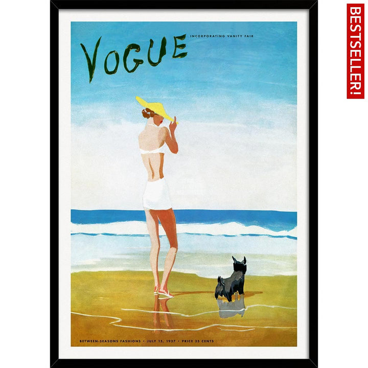 Vogue Beach Walk 1937 | Usa A3 297 X 420Mm 11.7 16.5 Inches / Framed Print - Black Timber Art
