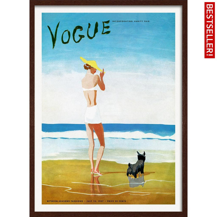 Vogue Beach Walk 1937 | Usa A3 297 X 420Mm 11.7 16.5 Inches / Framed Print - Dark Oak Timber Art