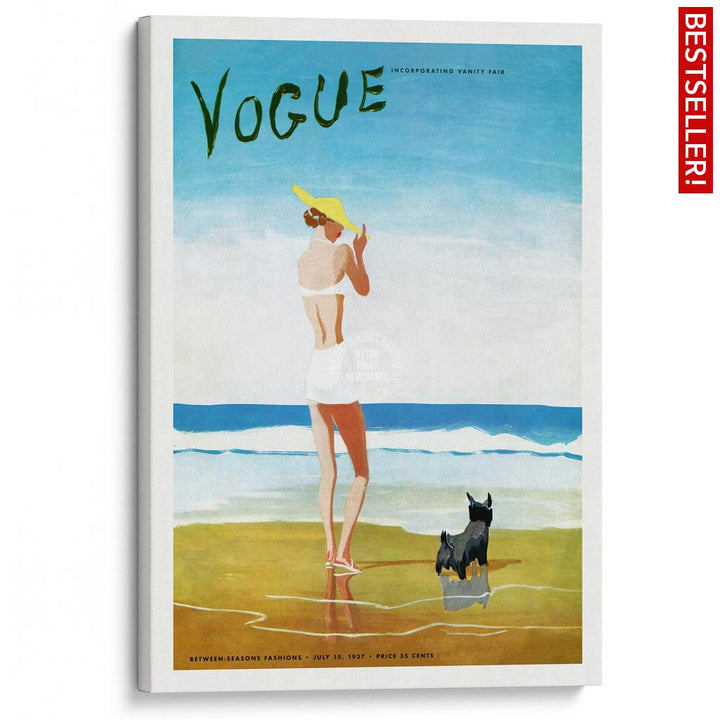 Vogue Beach Walk 1937 | Usa A3 297 X 420Mm 11.7 16.5 Inches / Stretched Canvas Print Art