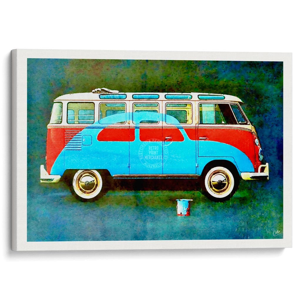 Vw Kombi Pop Art | Global A4 210 X 297Mm 8.3 11.7 Inches / Stretched Canvas Print Art