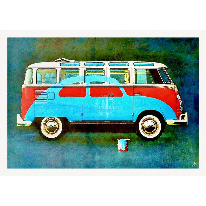 Vw Kombi Pop Art | Global A4 210 X 297Mm 8.3 11.7 Inches / Unframed Print Art