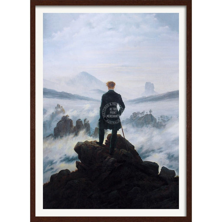 Wanderer Above The Sea Of Fog | Germany A3 297 X 420Mm 11.7 16.5 Inches / Framed Print - Dark Oak