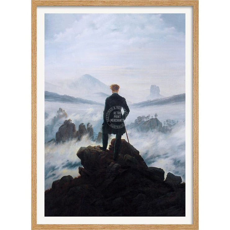 Wanderer Above The Sea Of Fog | Germany A3 297 X 420Mm 11.7 16.5 Inches / Framed Print - Natural Oak