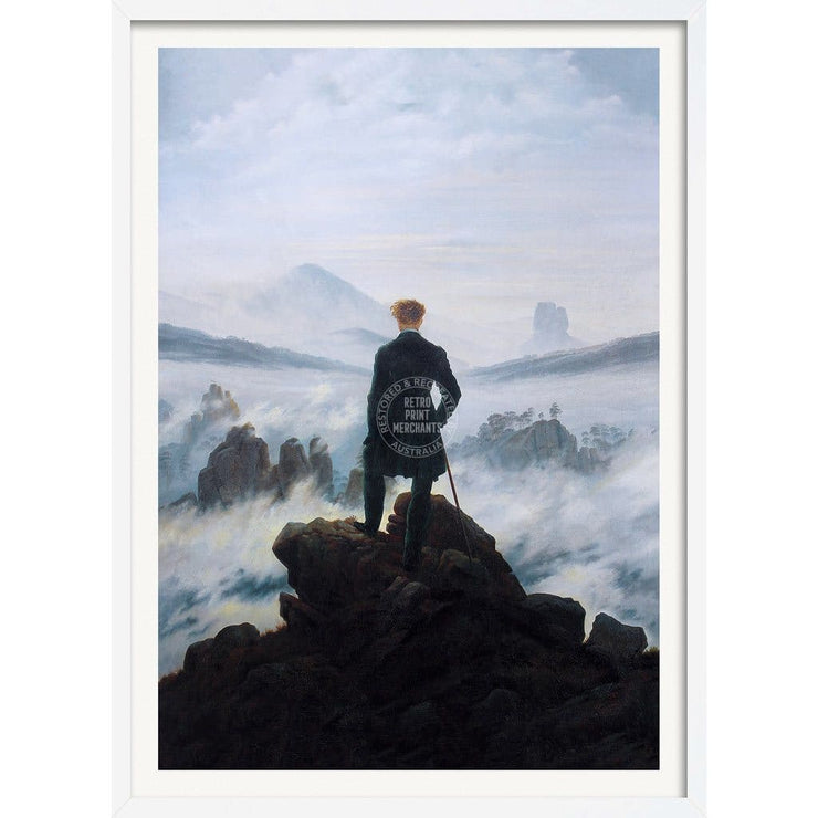 Wanderer Above The Sea Of Fog | Germany A3 297 X 420Mm 11.7 16.5 Inches / Framed Print - White