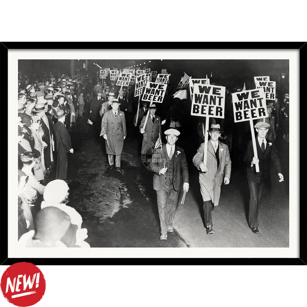 We Want Beer 1932 | Usa A4 210 X 297Mm 8.3 11.7 Inches / Framed Print: Black Timber Print Art