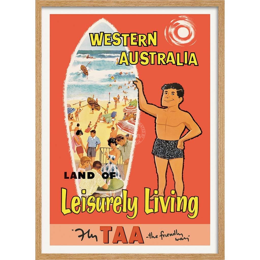 Western Australia | 422Mm X 295Mm 16.6 11.6 A3 / Natural Oak Print Art