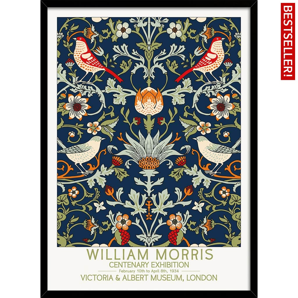 William Morris Birds & Flowers | Great Britain A3 297 X 420Mm 11.7 16.5 Inches / Framed Print -