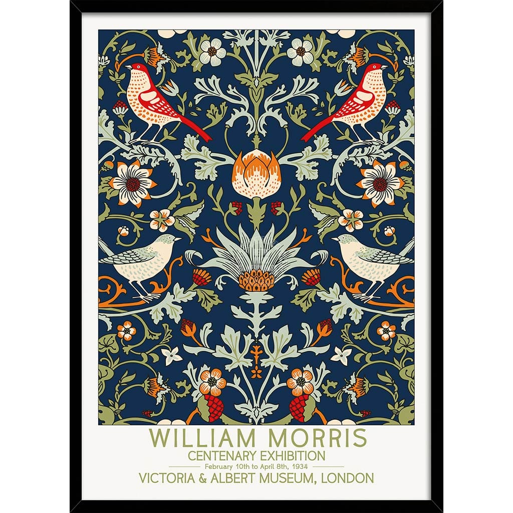 William Morris Birds & Flowers | Great Britain A3 297 X 420Mm 11.7 16.5 Inches / Framed Print -