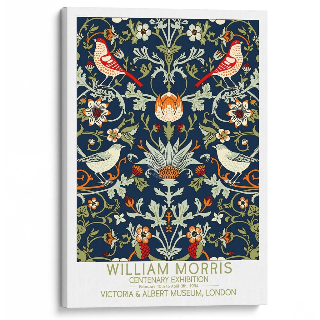 William Morris Birds & Flowers | Great Britain A3 297 X 420Mm 11.7 16.5 Inches / Stretched Canvas