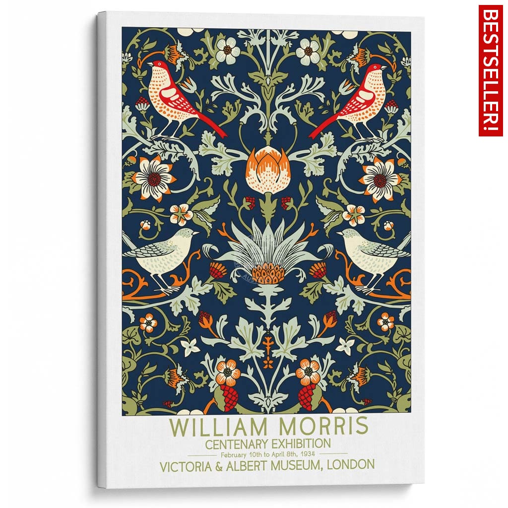 William Morris Birds & Flowers | Great Britain A3 297 X 420Mm 11.7 16.5 Inches / Stretched Canvas