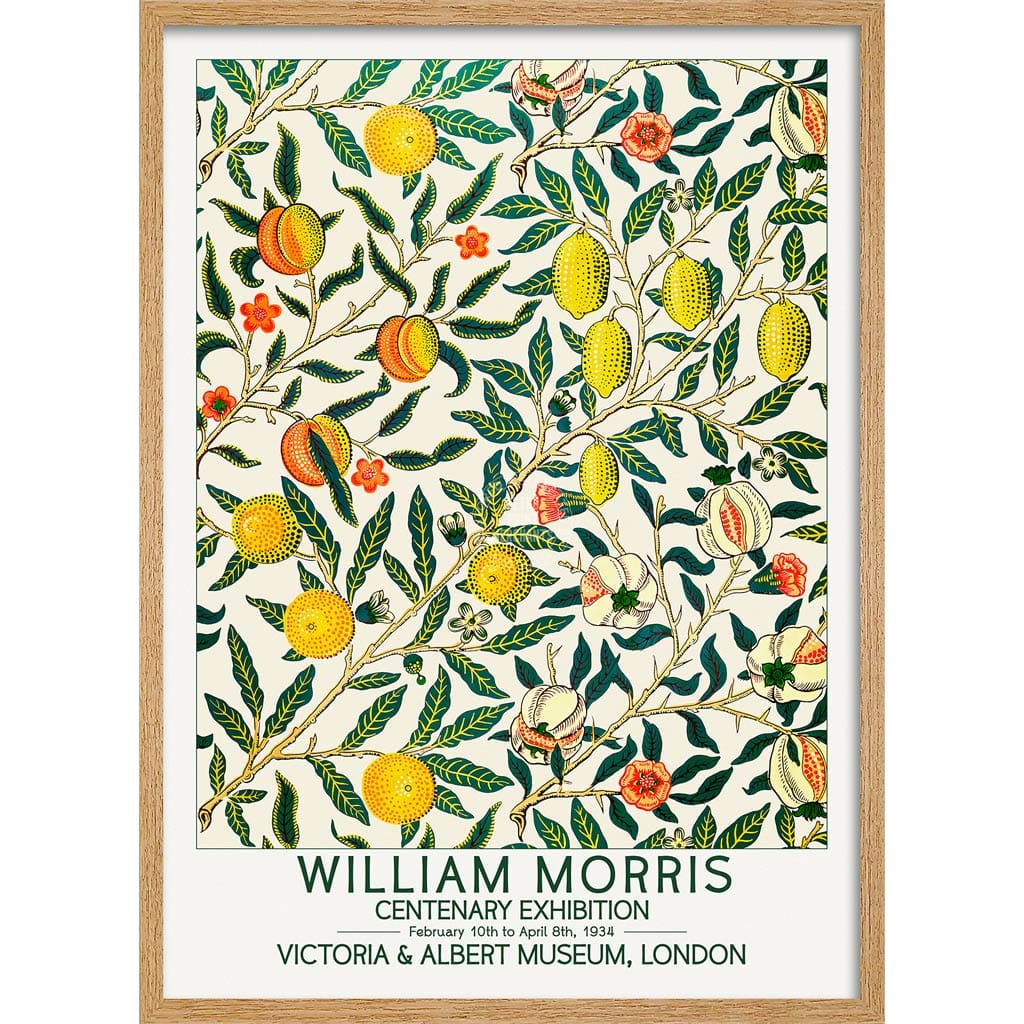 William Morris Fruits | Great Britain A3 297 X 420Mm 11.7 16.5 Inches / Framed Print - Natural Oak