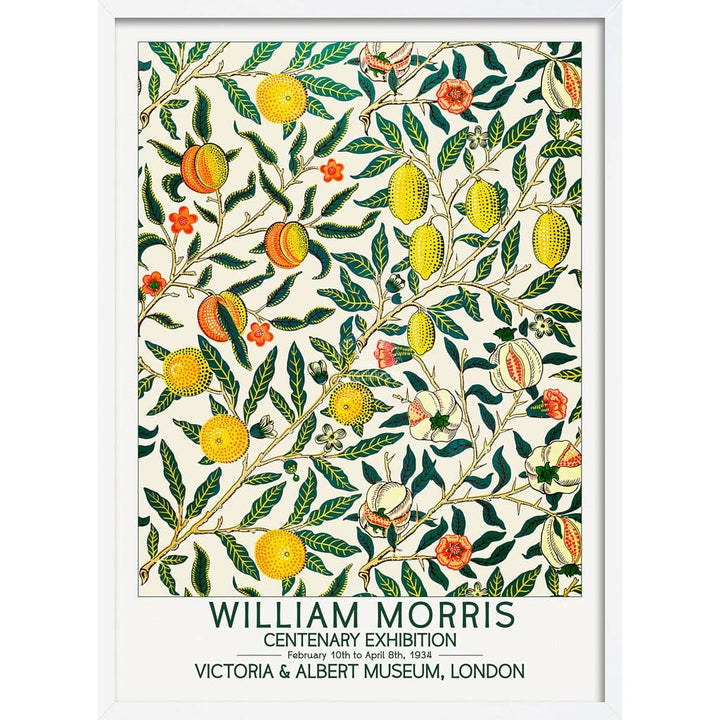 William Morris Fruits | Great Britain A3 297 X 420Mm 11.7 16.5 Inches / Framed Print - White Timber
