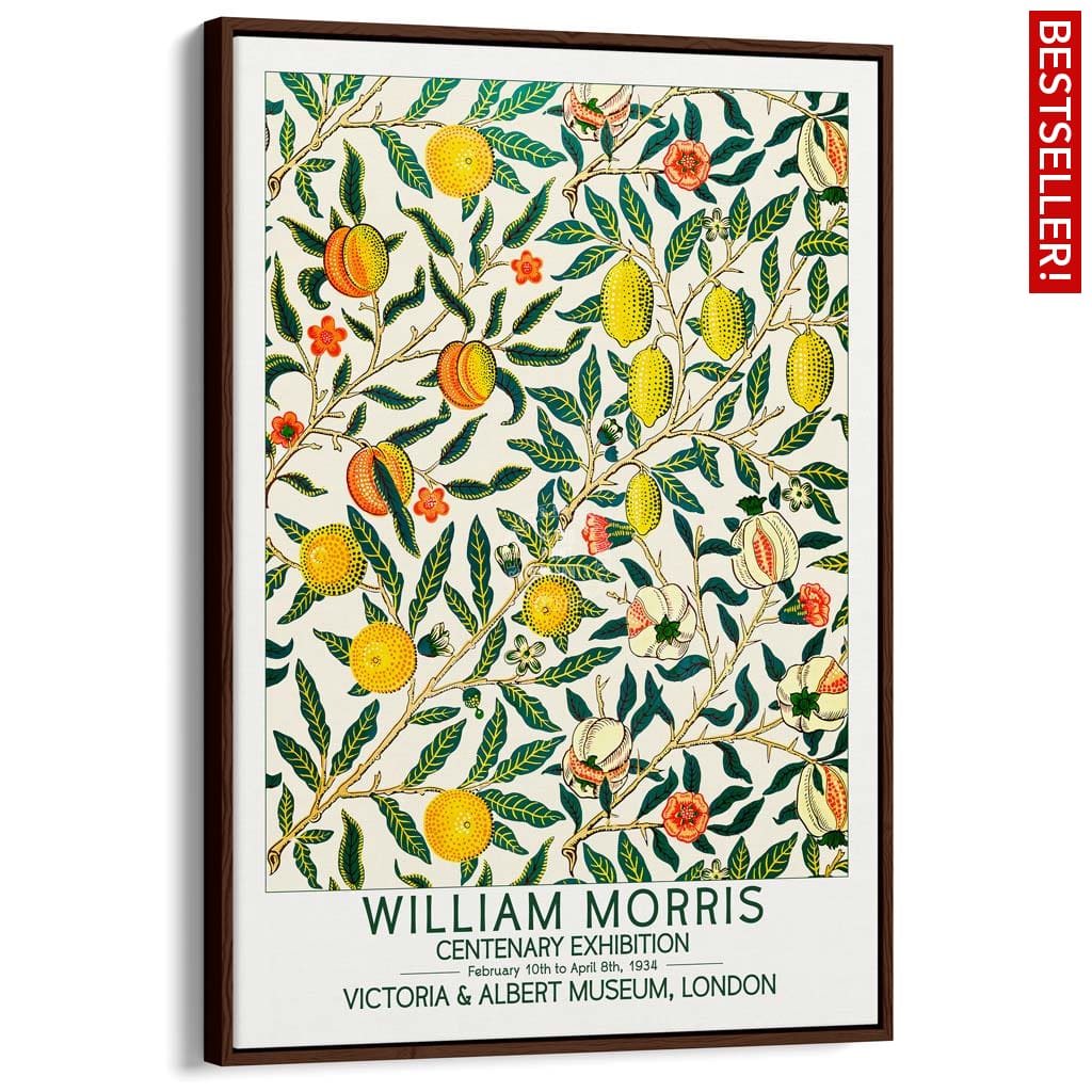 William Morris Fruits | Great Britain A3 297 X 420Mm 11.7 16.5 Inches / Canvas Floating Frame - Dark