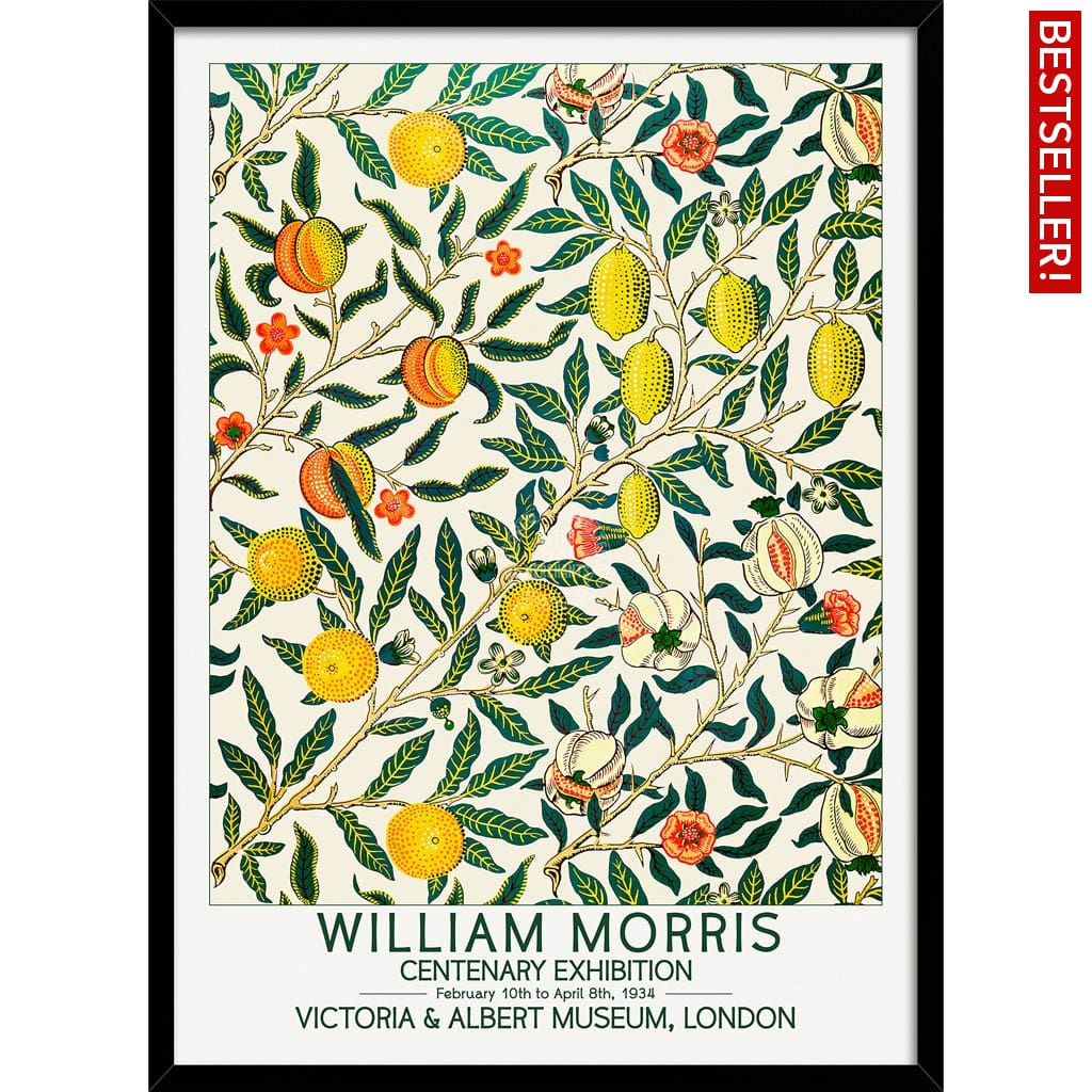 William Morris Fruits | Great Britain A3 297 X 420Mm 11.7 16.5 Inches / Framed Print - Black Timber