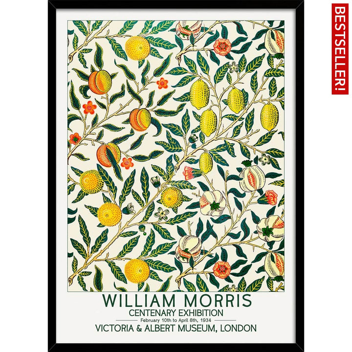 William Morris Fruits | Great Britain A3 297 X 420Mm 11.7 16.5 Inches / Framed Print - Black Timber