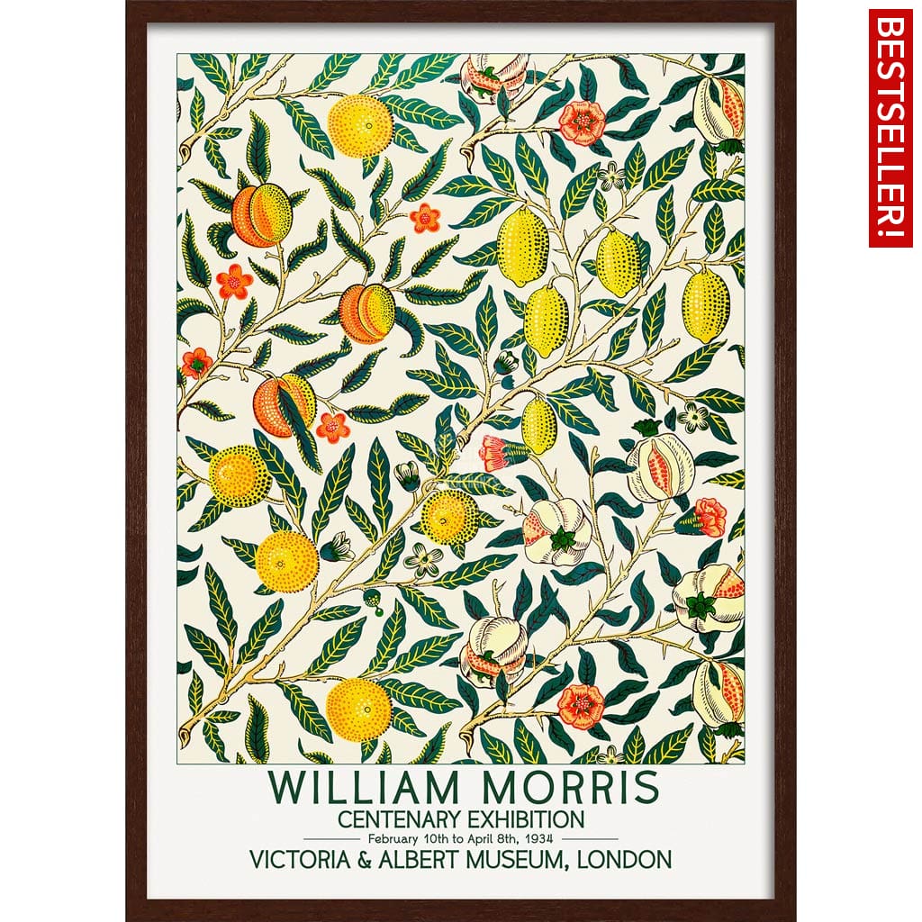 William Morris Fruits | Great Britain A3 297 X 420Mm 11.7 16.5 Inches / Framed Print - Dark Oak