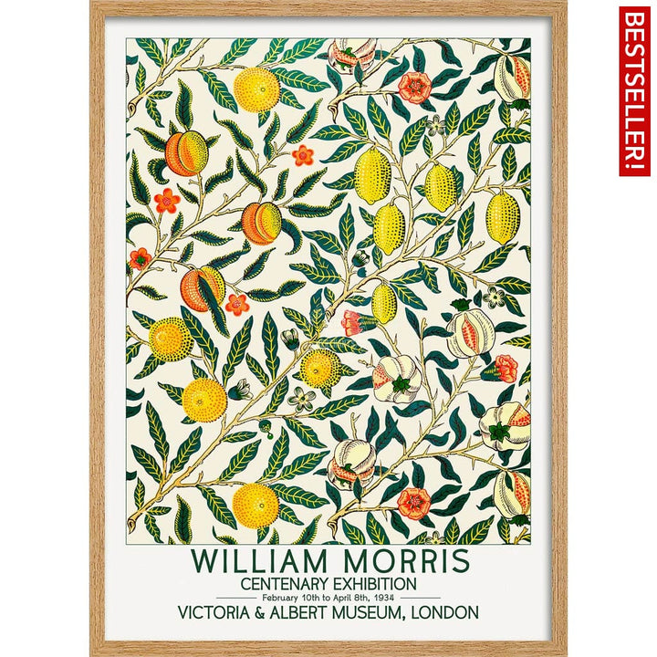 William Morris Fruits | Great Britain A3 297 X 420Mm 11.7 16.5 Inches / Framed Print - Natural Oak