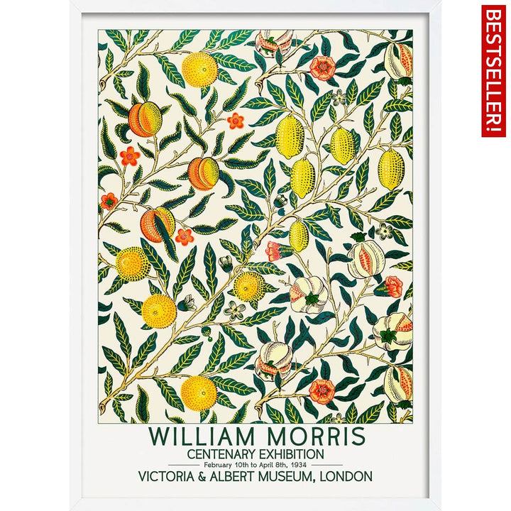William Morris Fruits | Great Britain A3 297 X 420Mm 11.7 16.5 Inches / Framed Print - White Timber