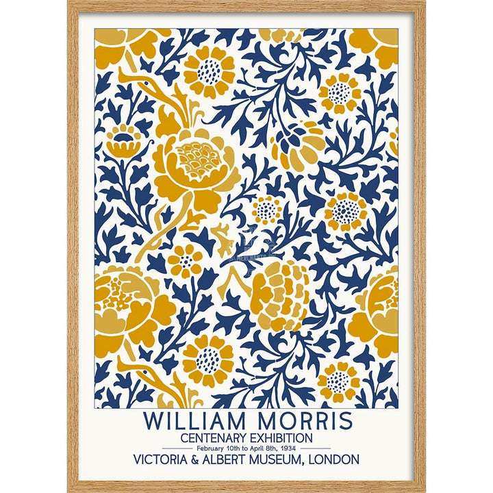 William Morris Gold & Blue | Great Britain A4 210 X 297Mm 8.3 11.7 Inches / Framed Print: Natural