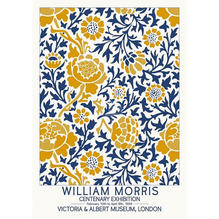 William Morris Gold & Blue | Great Britain A4 210 X 297Mm 8.3 11.7 Inches / Unframed Print Art