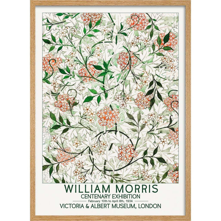 William Morris Jasmine | Great Britain A3 297 X 420Mm 11.7 16.5 Inches / Framed Print - Natural Oak