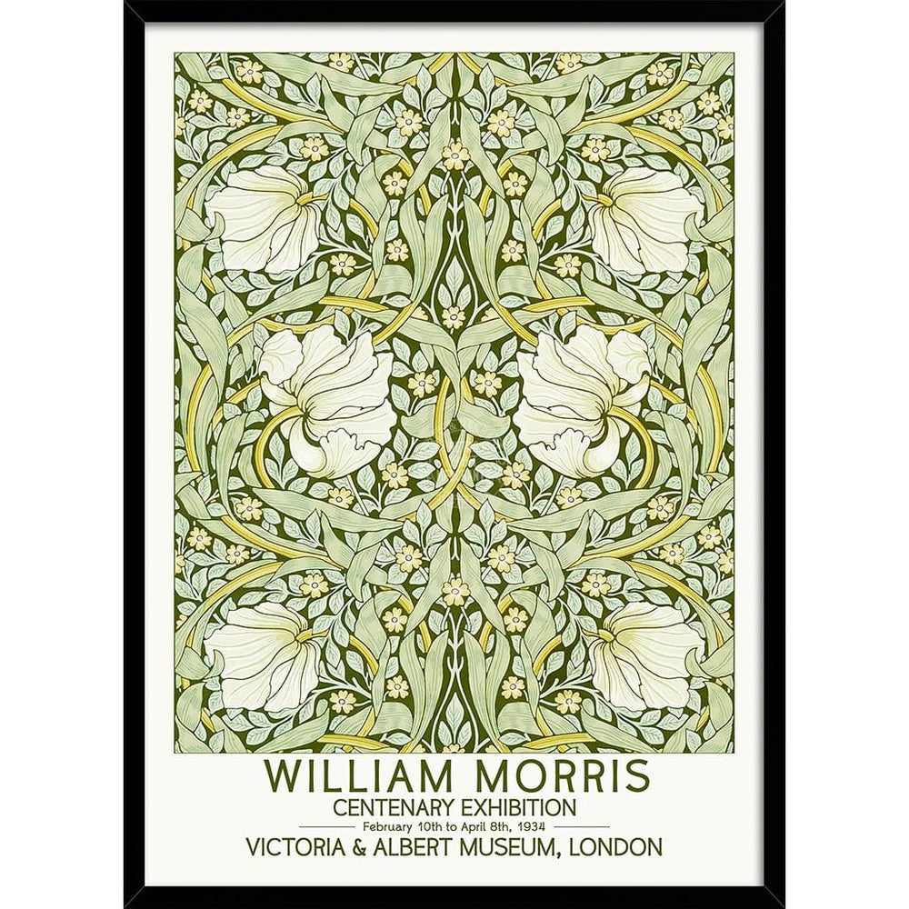 William Morris Pimpernel | Great Britain A4 210 X 297Mm 8.3 11.7 Inches / Framed Print: Black Timber