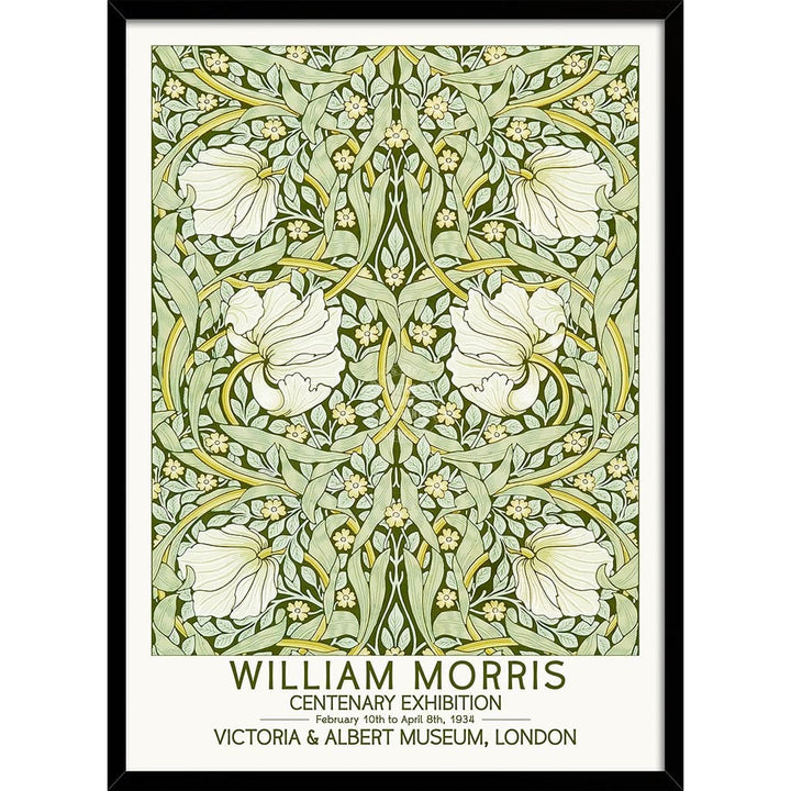 William Morris Pimpernel | Great Britain A4 210 X 297Mm 8.3 11.7 Inches / Framed Print: Black Timber