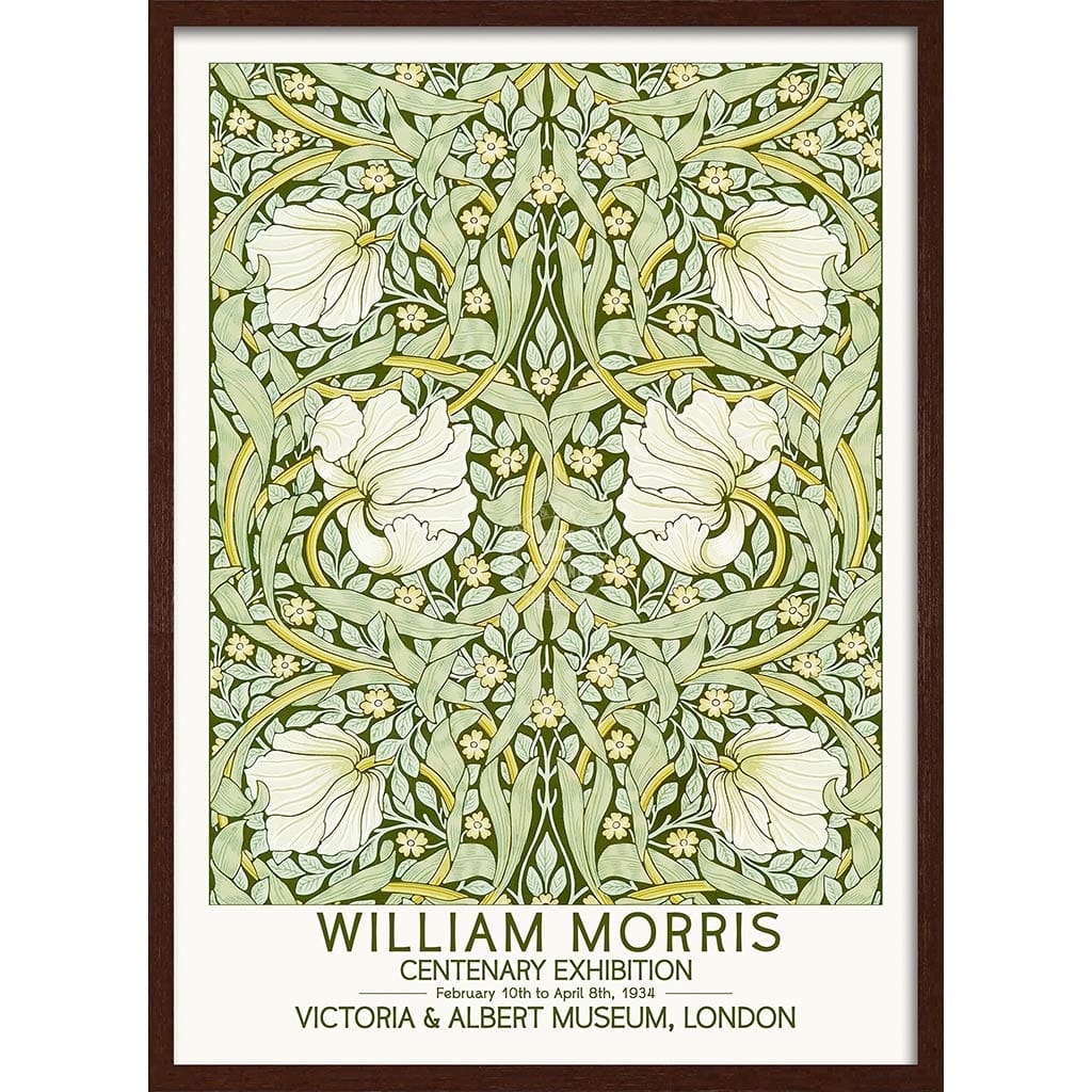 William Morris Pimpernel | Great Britain A4 210 X 297Mm 8.3 11.7 Inches / Framed Print: Chocolate