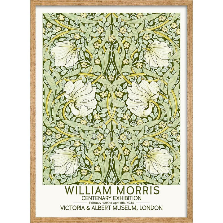 William Morris Pimpernel | Great Britain A4 210 X 297Mm 8.3 11.7 Inches / Framed Print: Natural Oak