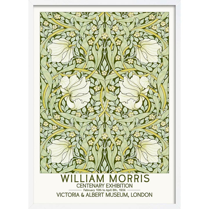 William Morris Pimpernel | Great Britain A4 210 X 297Mm 8.3 11.7 Inches / Framed Print: White Timber