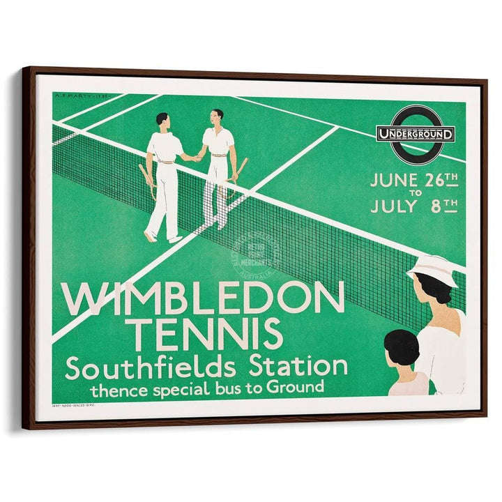 Wimbledon 1933 | United Kingdom A3 297 X 420Mm 11.7 16.5 Inches / Canvas Floating Frame - Dark Oak