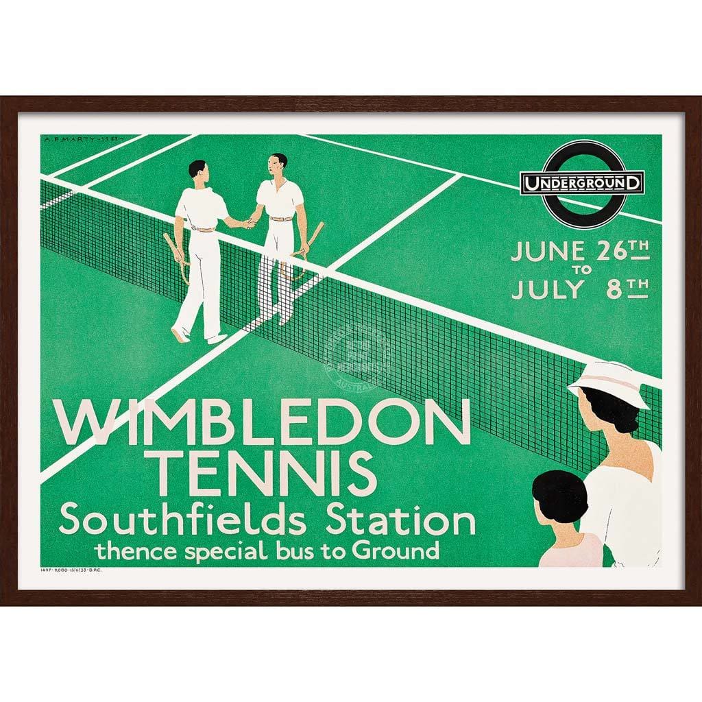 Wimbledon 1933 | United Kingdom A3 297 X 420Mm 11.7 16.5 Inches / Framed Print - Dark Oak Timber Art