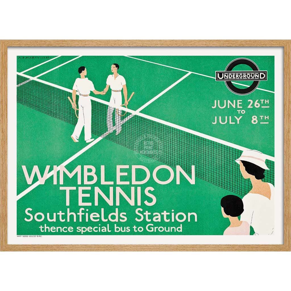 Wimbledon 1933 | United Kingdom A3 297 X 420Mm 11.7 16.5 Inches / Framed Print - Natural Oak Timber