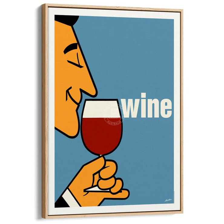 Wine | France A3 297 X 420Mm 11.7 16.5 Inches / Canvas Floating Frame - Natural Oak Timber Print Art