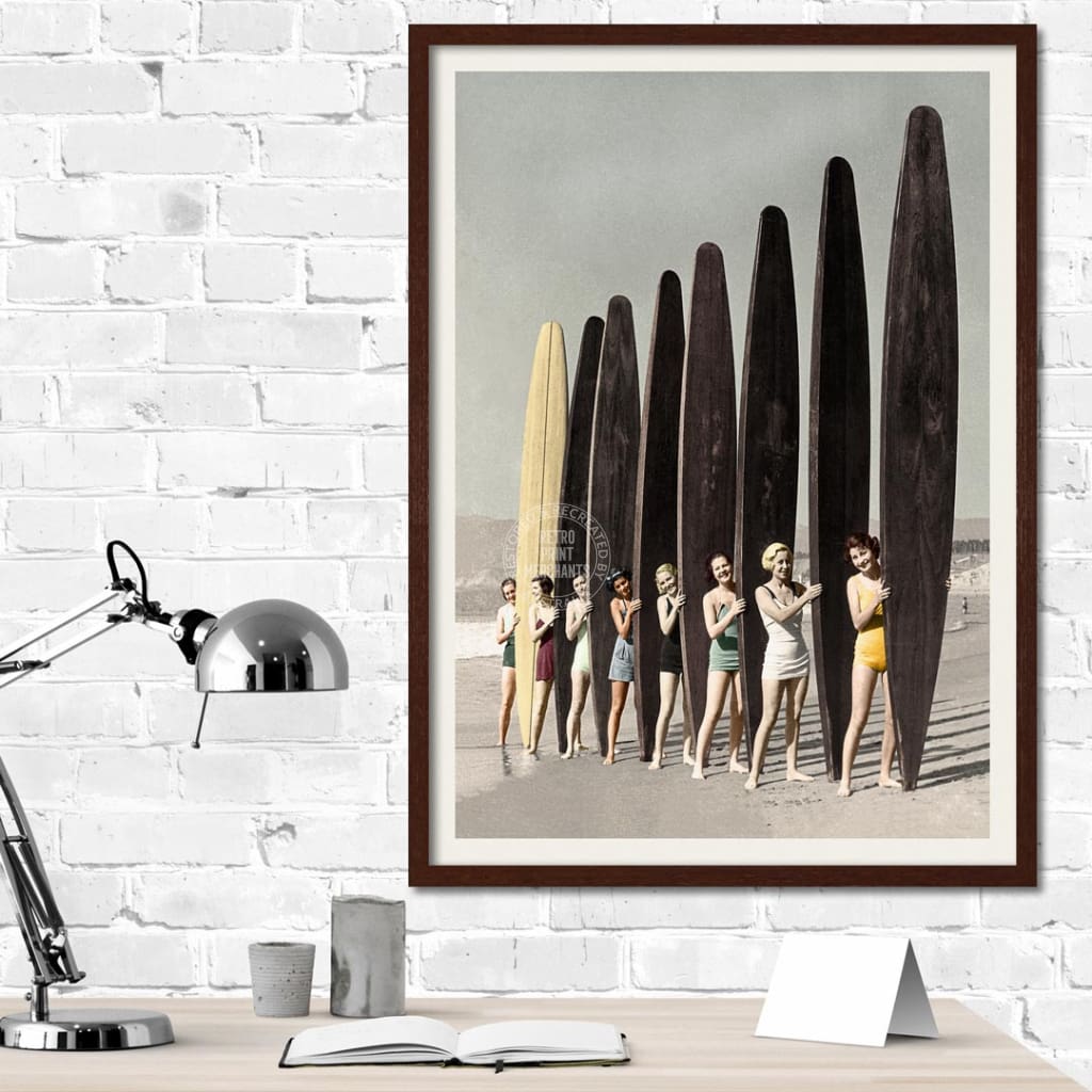 Women Surfing With Longboards | Australia Print Art