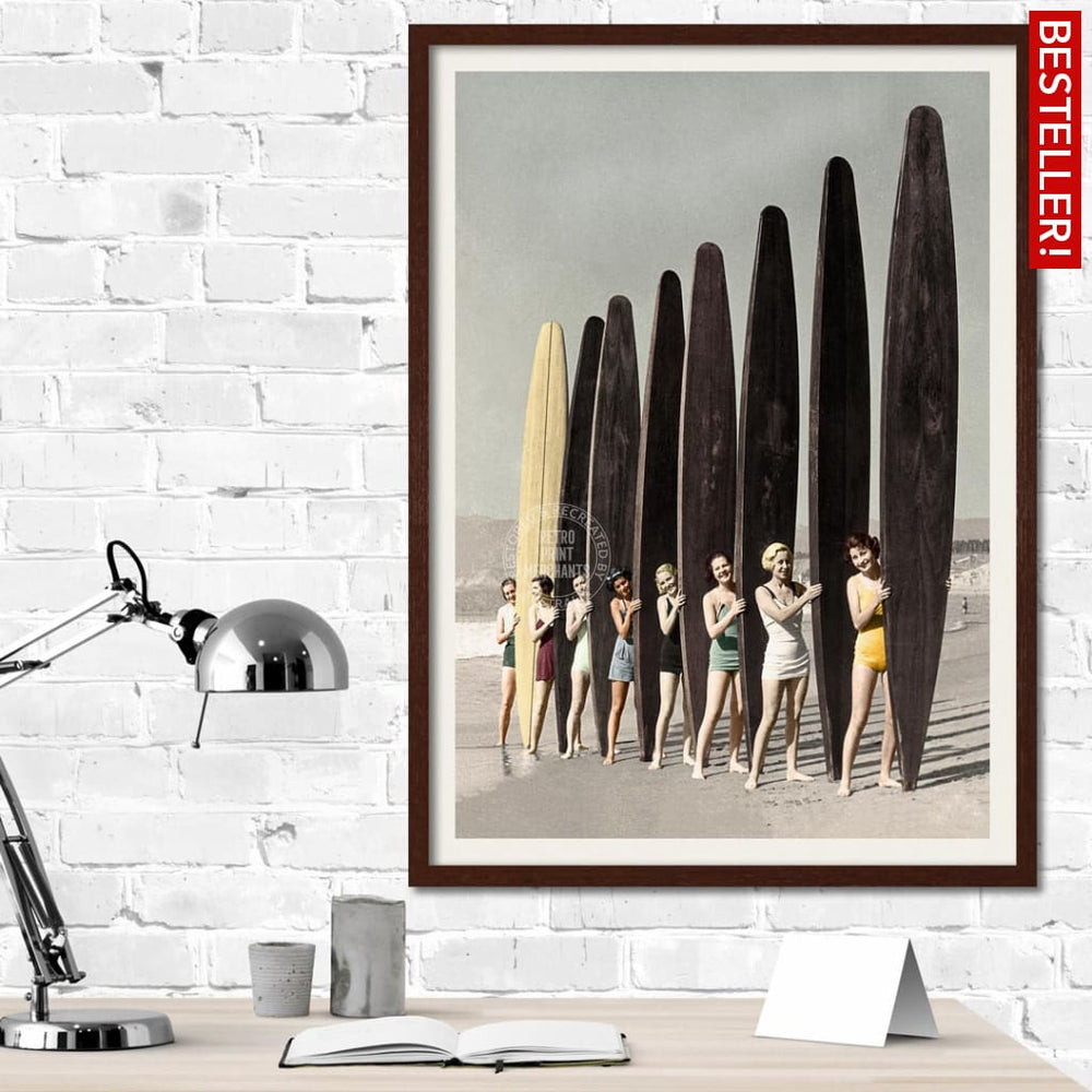 Women Surfing With Longboards | Australia Print Art