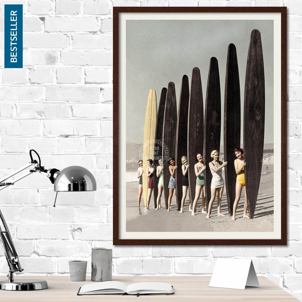 Women Surfing With Longboards | Australia Print Art