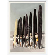 Women Surfing With Longboards In Colour | Australia 422Mm X 295Mm 16.6 11.6 A3 / White Print Art