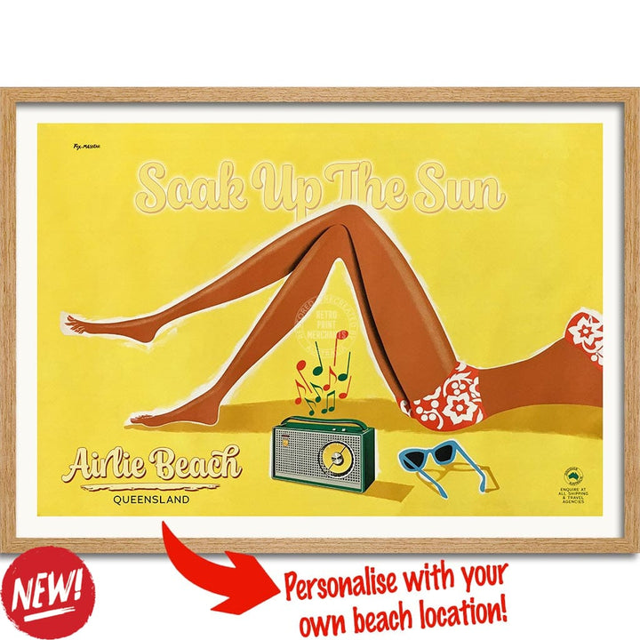 Your Own Beach Location | Personalise It Or Keep Airlie A3 297 X 420Mm 11.7 16.5 Inches / Framed