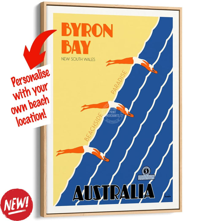 Your Own Beach Location | Personalise It Or Keep Byron Bay A3 297 X 420Mm 11.7 16.5 Inches / Canvas