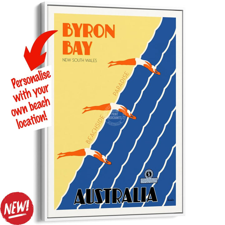 Your Own Beach Location | Personalise It Or Keep Byron Bay A3 297 X 420Mm 11.7 16.5 Inches / Canvas