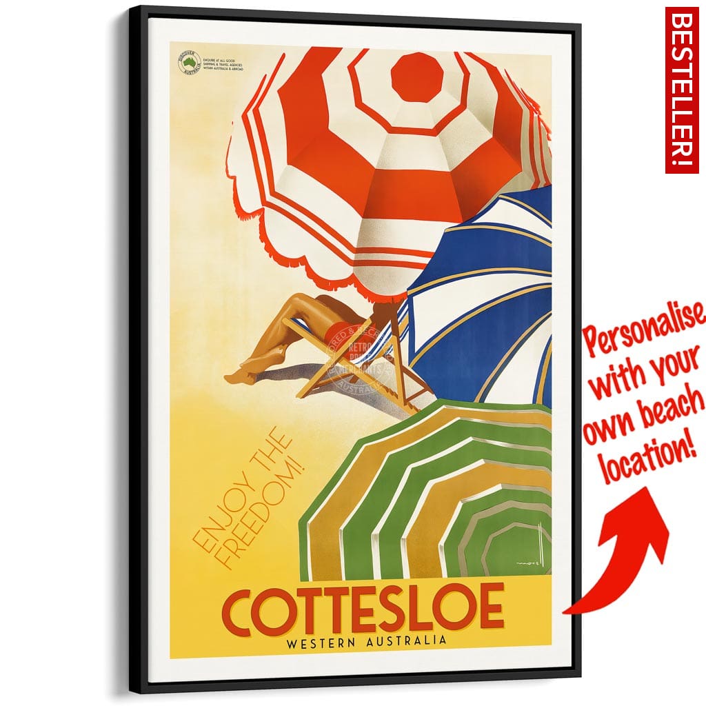Your Own Beach Location | Personalise It Or Keep Cottesloe A3 297 X 420Mm 11.7 16.5 Inches / Canvas