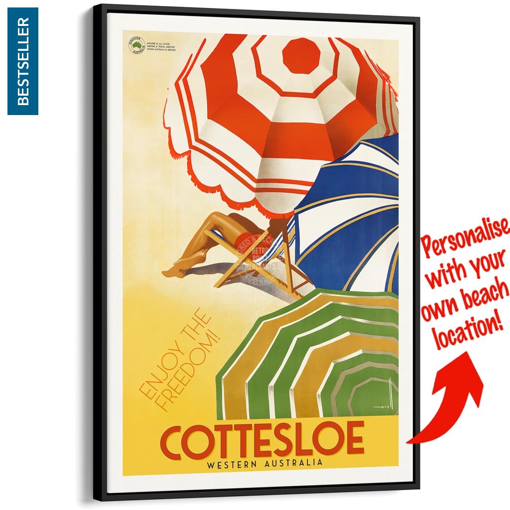 Your Own Beach Location | Personalise It Or Keep Cottesloe A3 297 X 420Mm 11.7 16.5 Inches / Canvas