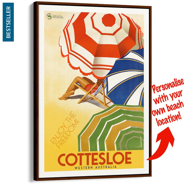 Your Own Beach Location | Personalise It Or Keep Cottesloe A3 297 X 420Mm 11.7 16.5 Inches / Canvas